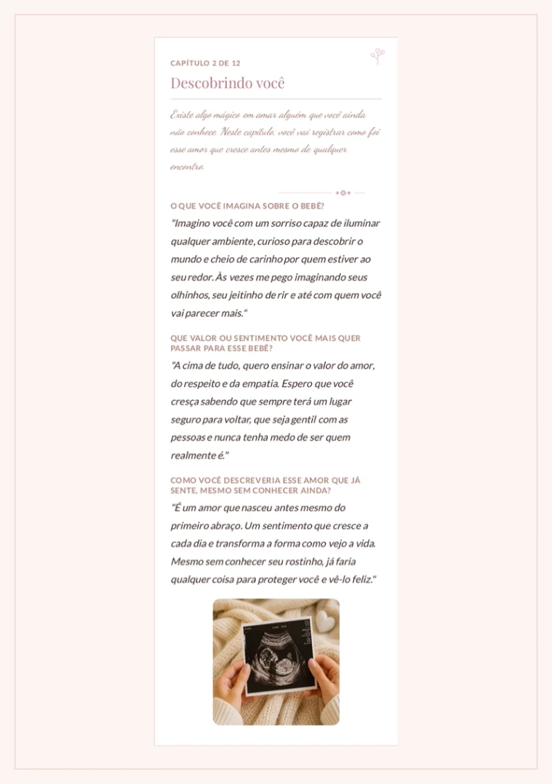 Capítulo 2, Descobrindo você, com foto do ultrassom